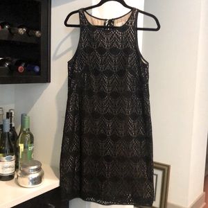 LOFT Black & Nude Crotched Shift Dress